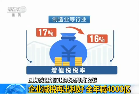 增值稅稅率下降 多種減稅手段減少企業(yè)稅負(fù)