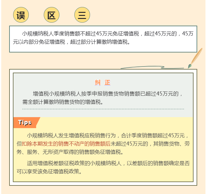 季度銷售額不超過45萬元免征增值稅， 4個常見誤區(qū)要注意！